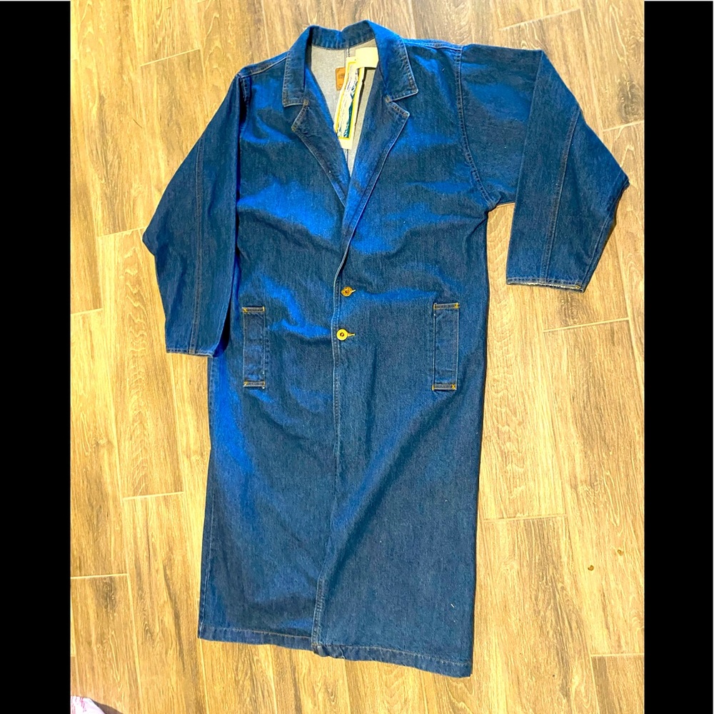 Vintage 1991 Sierra West Denim Maxi Jacket Oversized Medium NWT 🌿